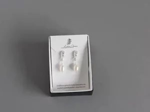 Silver Diamante pearl drop earrings