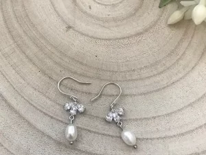 Silver Classic crystal freshwater pearl earrings