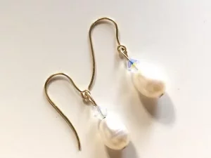 Gold vermeil freshwater pearl drop earrings