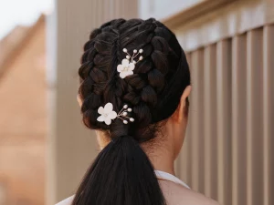 Ivory Clay Hairpins, set of 2