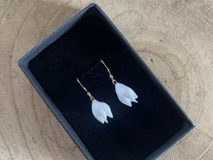Clay bud silver earrings