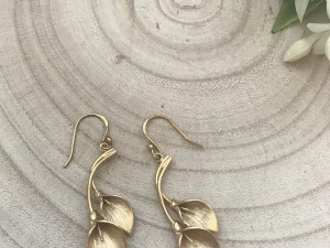 Gold Lily Drop Earrings