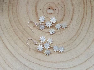 Daisy boho silver earrings