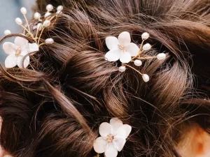 Primrose Pale Blush Clay Flower Hairpin, Bridal hair accessories