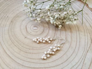 Silver Gypsophelia pearl earrings