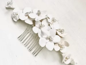 Ivory Clay Flower Comb