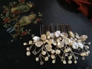 Large Silver Blossom Comb