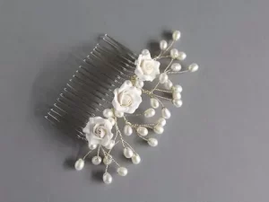 Rose Clay Comb, bridal  hair accessory