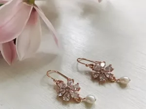 Rose Gold Crystal Pearl Earrings