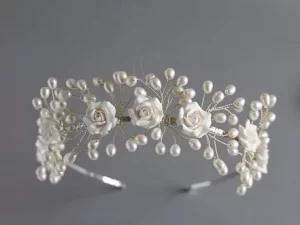 Rose Clay Pearl Hairband, bridal hair accessories