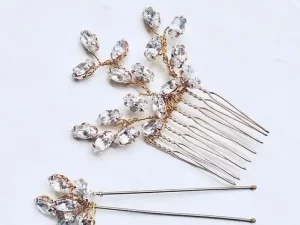 Rose gold sparkler comb & hairpin