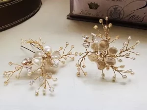 Set of 2 Golden Blossom Hairpins