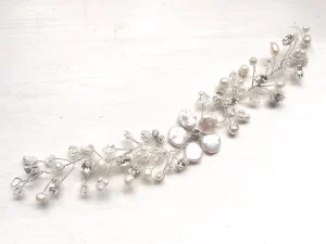 Silver blossom hair vine