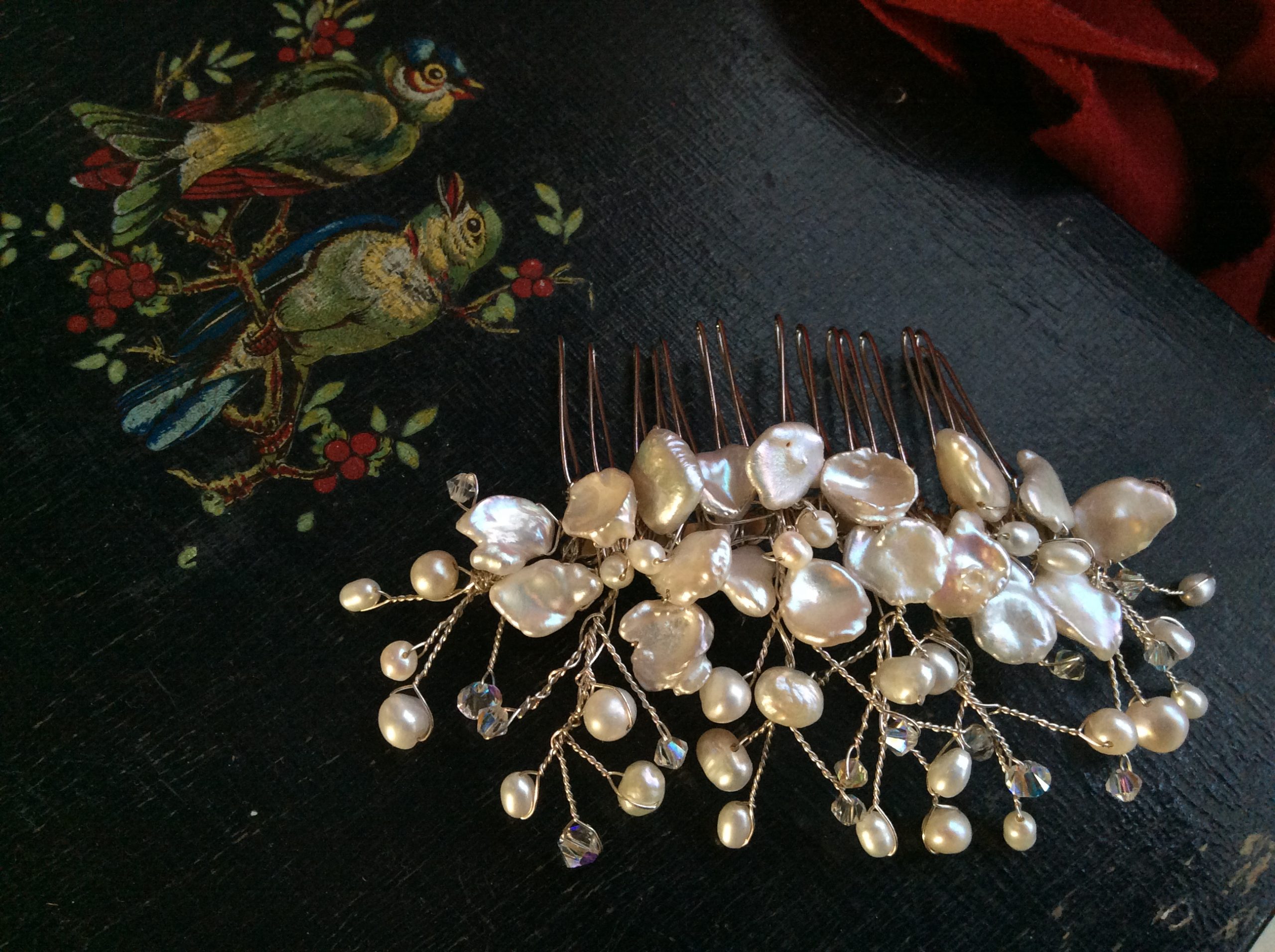Large Silver Blossom Comb